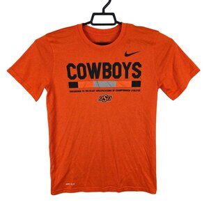 Mens Nike Dri Fit Cowboys Orange Tee Shirt OSU Logo Short Sleeve Size S